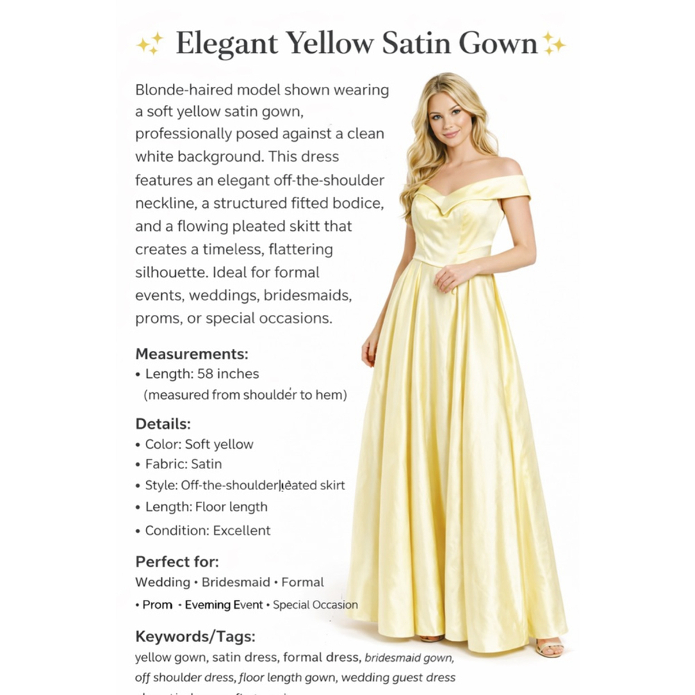 Women's JJ's House Yellow Satin Off-the-Shoulder Pleated Prom Dress
